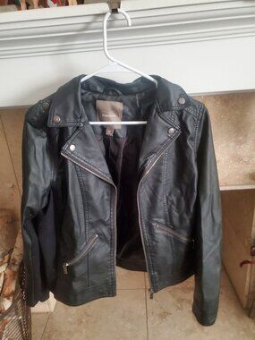 Maurices black faux leather moto jacket